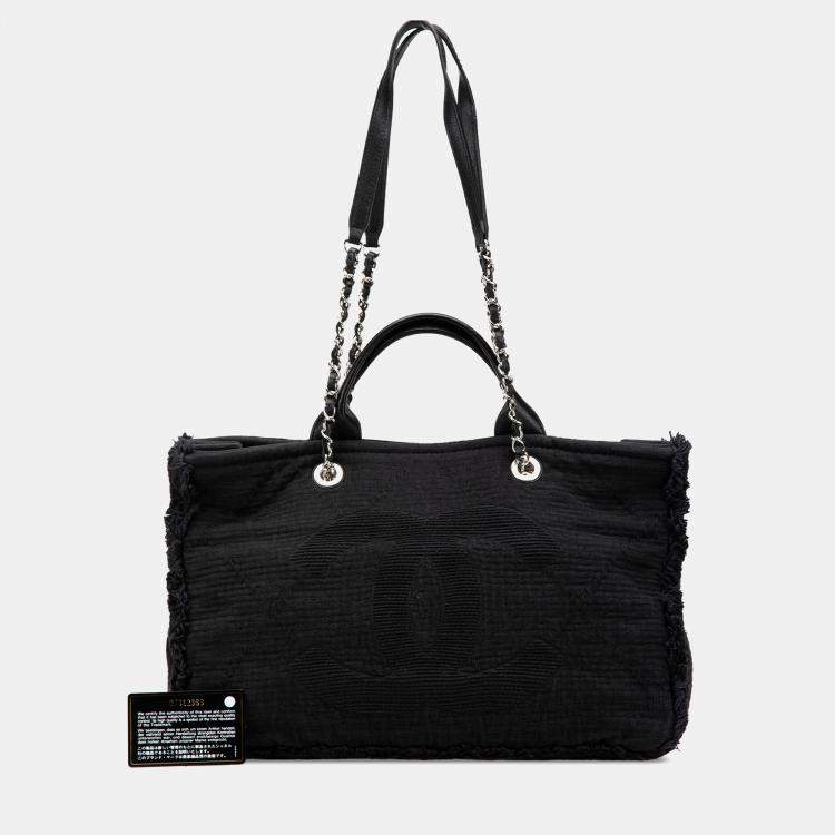 Pre Owned Chanel Black Canvas Deauville Medium CC Double Face Tote Bag