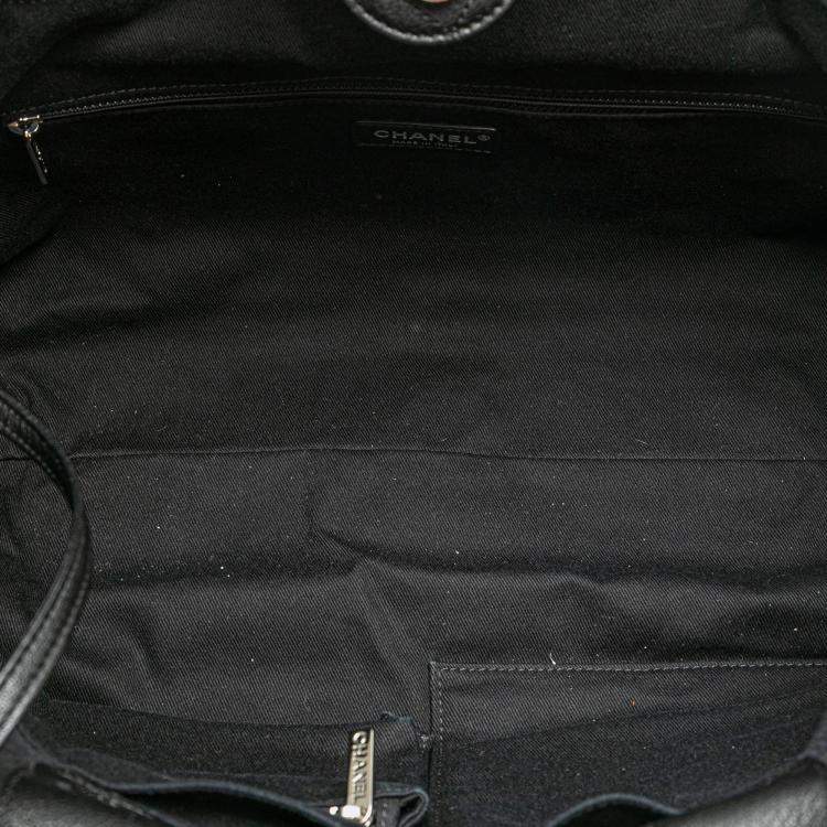 Pre Owned Chanel Black Canvas Deauville Medium CC Double Face Tote Bag