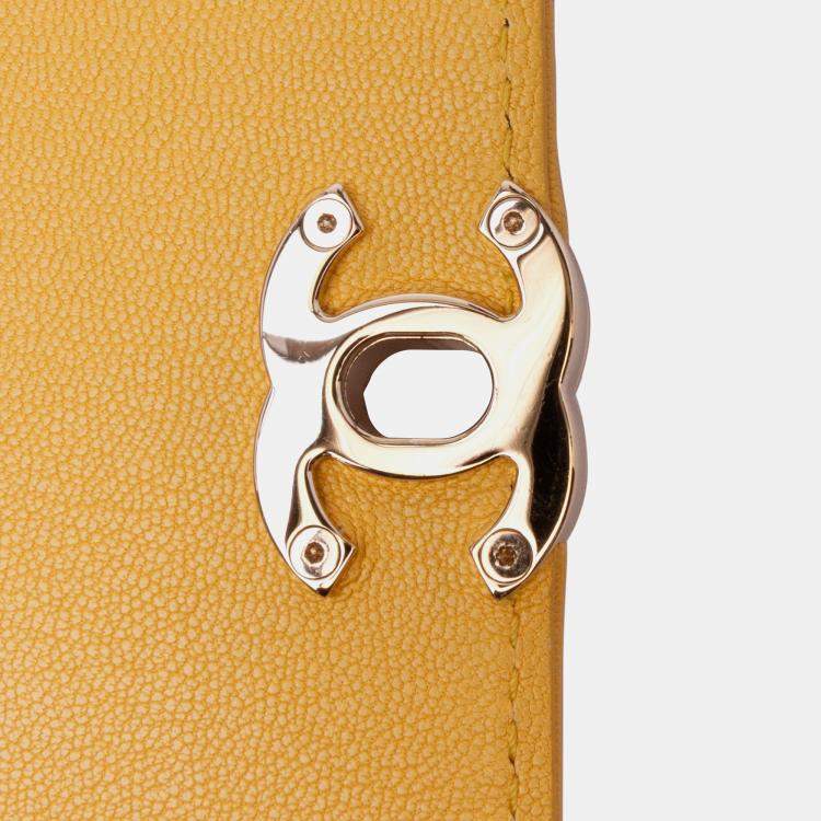 Pre Owned Chanel Yellow Quilted Goatskin Casual Trip Flap Bag