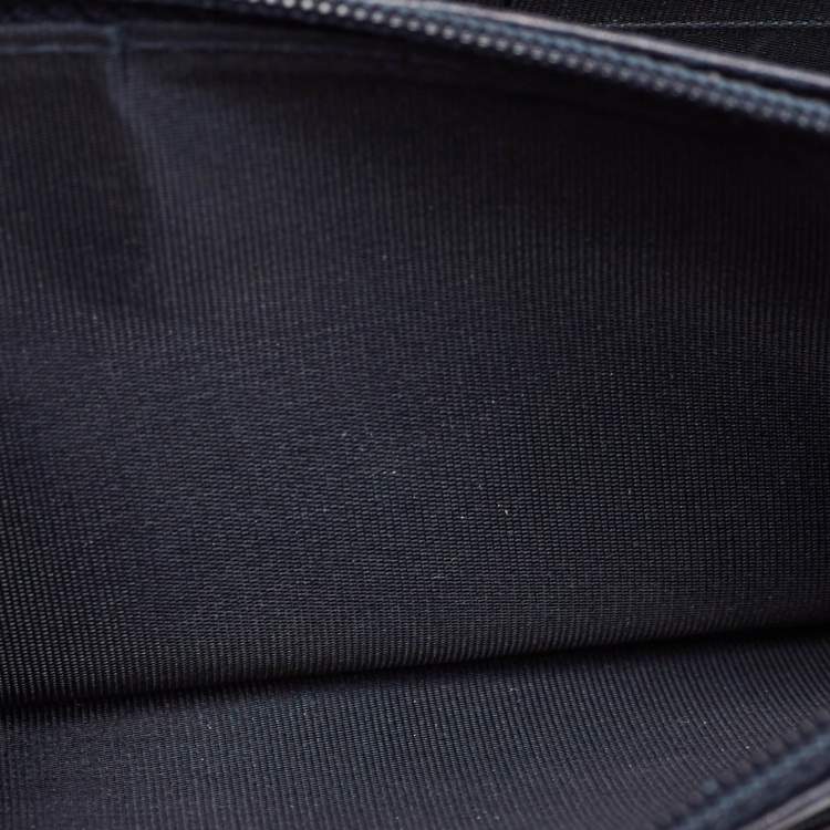 Pre Owned Chanel Navy Blue Quilted Leather CC Studded Wallet On Chain