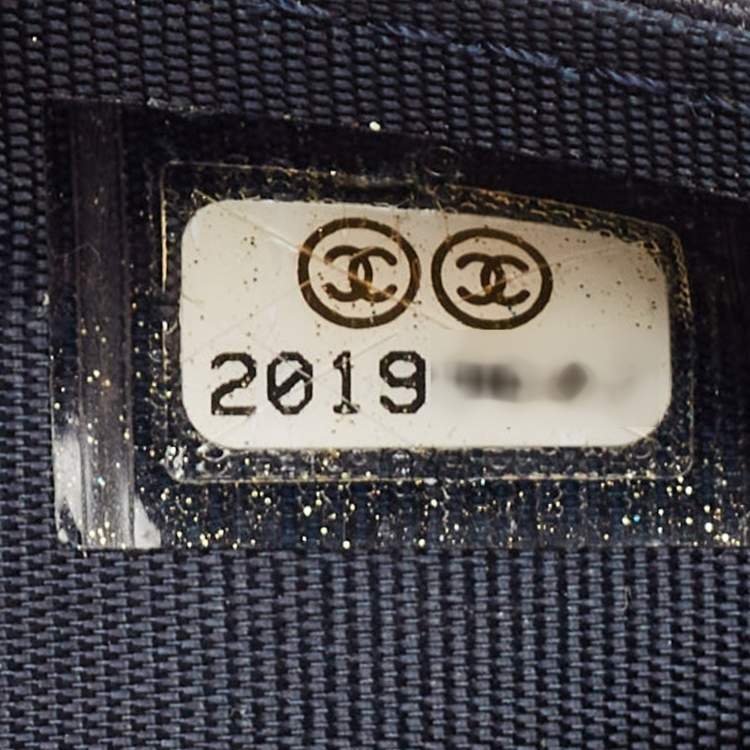 Pre Owned Chanel Navy Blue Quilted Leather CC Studded Wallet On Chain