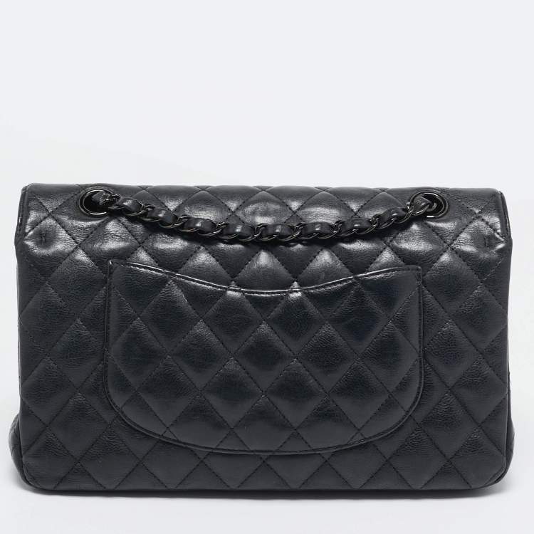 Pre Owned Chanel Black Quilted Leather Small Classic Double Flap Bag