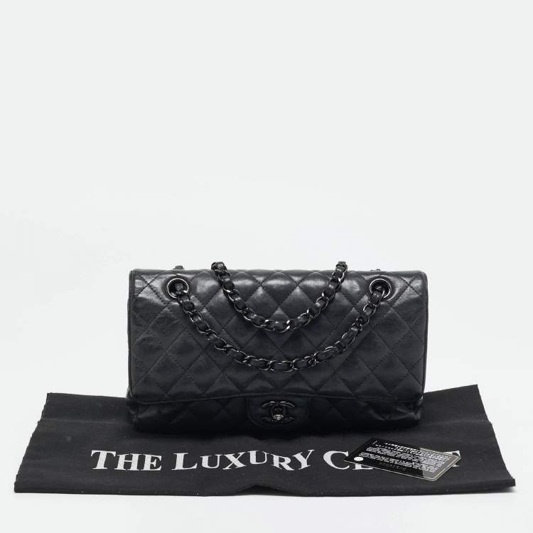 Pre Owned Chanel Black Quilted Leather Small Classic Double Flap Bag