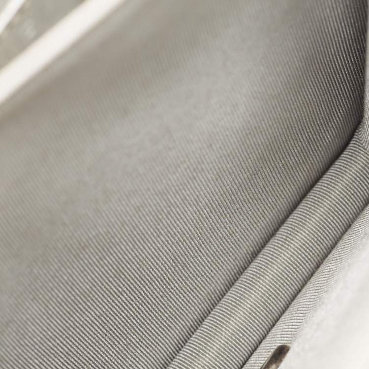 Pre Owned Chanel Silver Quilted Patent Leather North South Boy Flap Bag