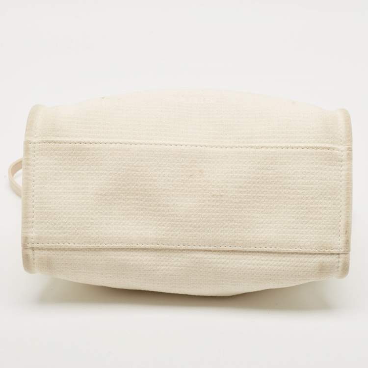 Pre Owned Chanel Light Beige Canvas and Leather Small Deauville Shopper Tote