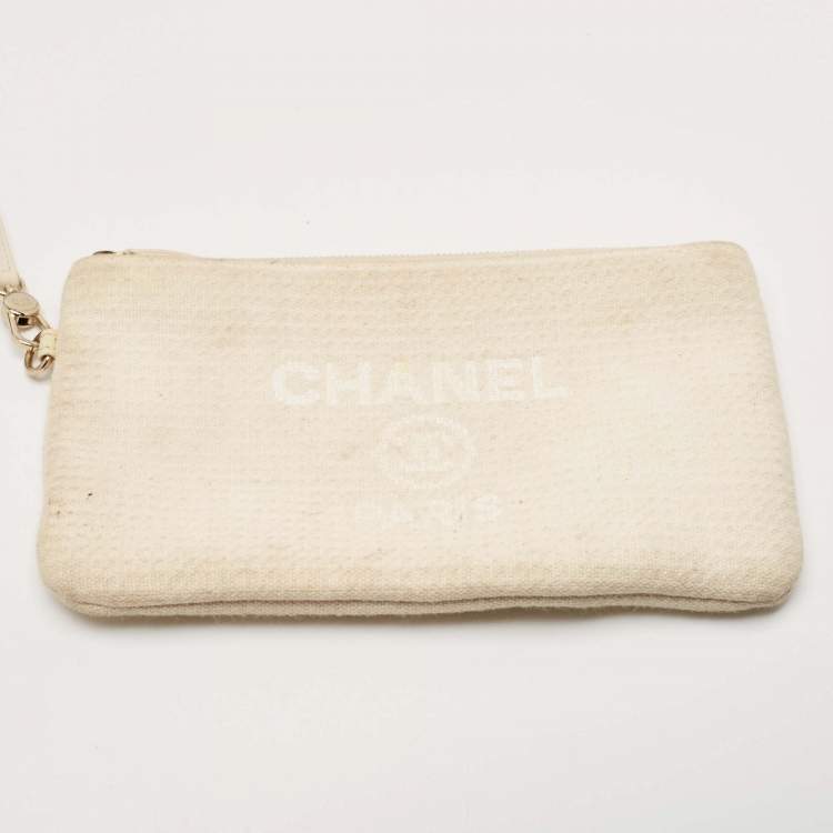 Pre Owned Chanel Light Beige Canvas and Leather Small Deauville Shopper Tote