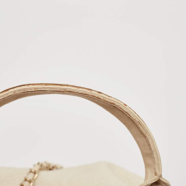 Pre Owned Chanel Light Beige Canvas and Leather Small Deauville Shopper Tote