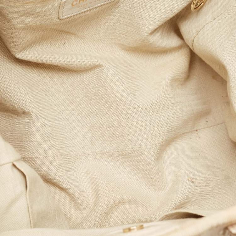 Pre Owned Chanel Light Beige Canvas and Leather Small Deauville Shopper Tote