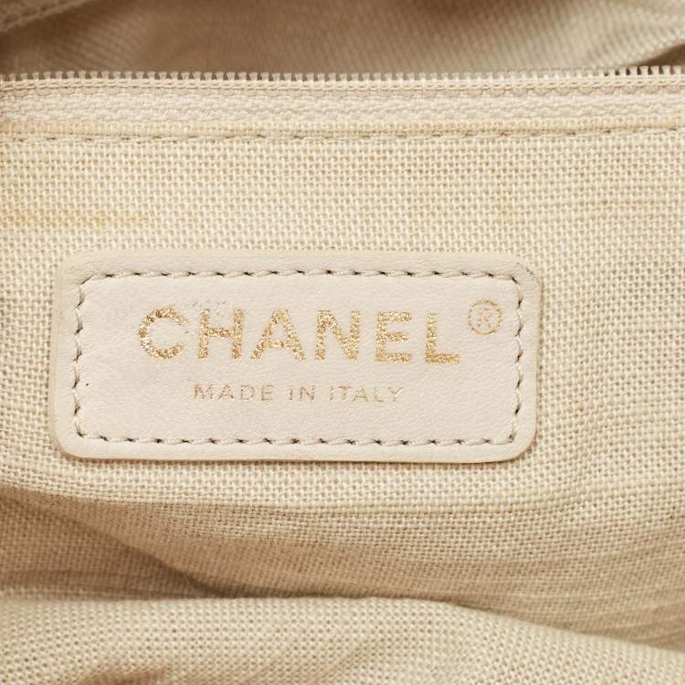 Pre Owned Chanel Light Beige Canvas and Leather Small Deauville Shopper Tote