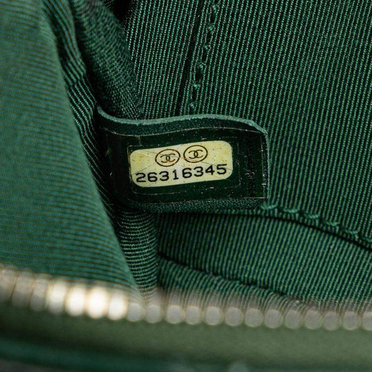 Pre Owned Chanel Dark Green Leather Calfskin Double Zip Camera Bag