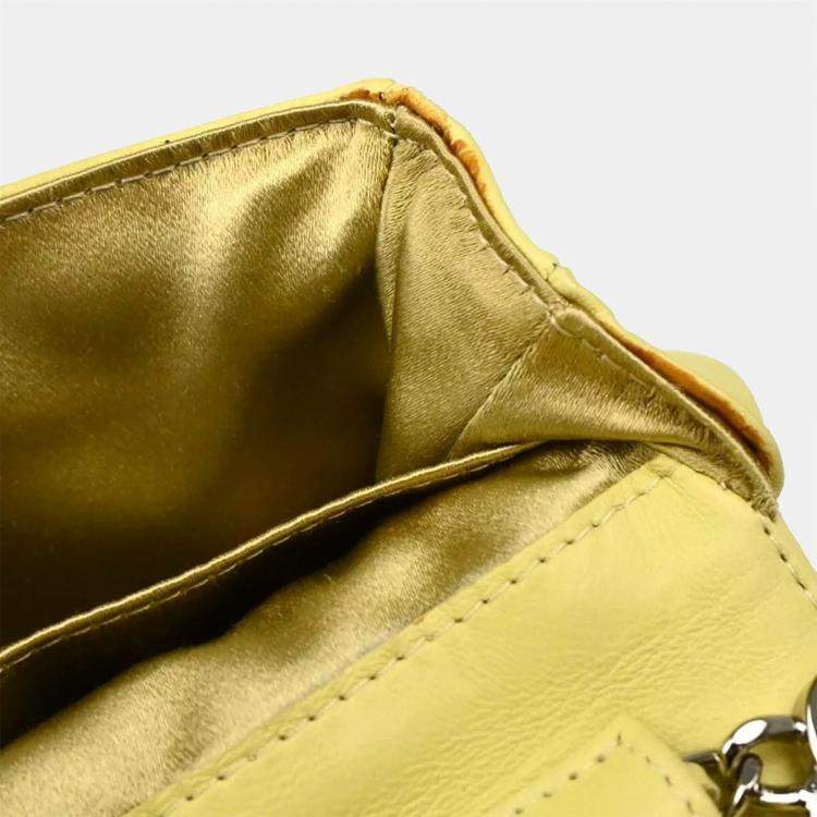Pre Owned Chanel Lime Green Lambskin Leather Butterfly Shoulder Bag