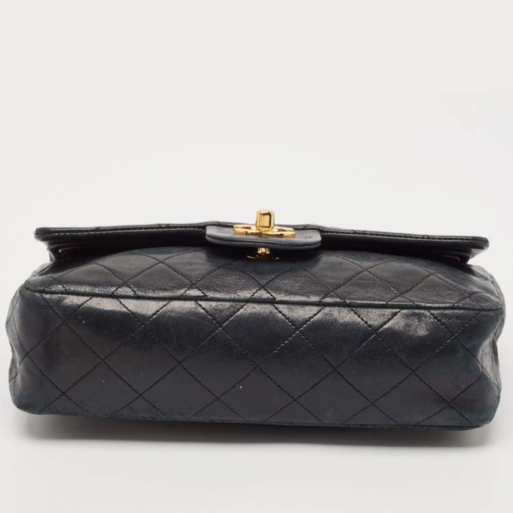 Pre Owned Chanel Black Quilted Leather Small Classic Double Flap Bag