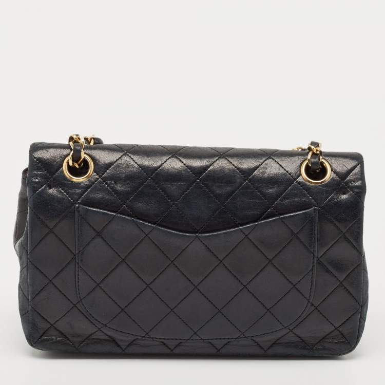 Pre Owned Chanel Black Quilted Leather Small Classic Double Flap Bag