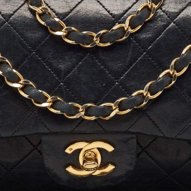 Pre Owned Chanel Black Quilted Leather Small Classic Double Flap Bag