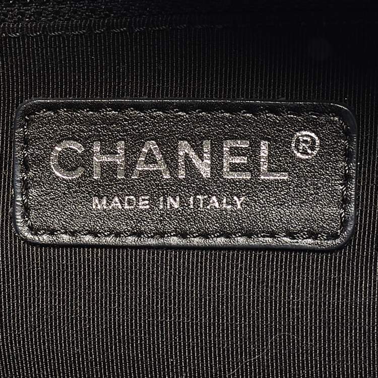 Pre Owned Chanel Black/Beige Velvet Printed Velour Frame Bag