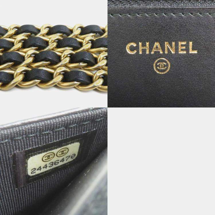 مملوكة مسبقًا Chanel Black Lambskin 2.55 Chain Wallet Bag
