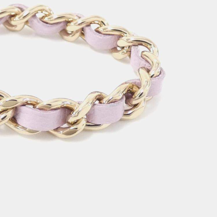 Pre Owned Chanel Light Pink Leather Chain Shoulder Bag