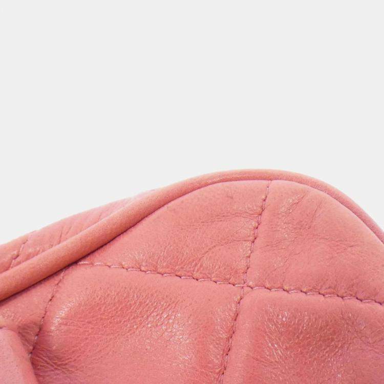 Pre Owned Chanel Pink Lambskin Leather Shoulder Bag