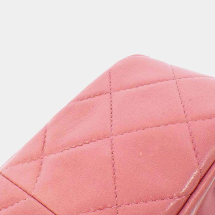 Pre Owned Chanel Pink Lambskin Leather Shoulder Bag