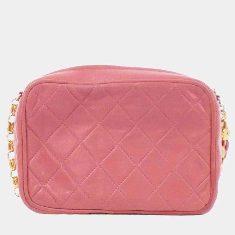 Pre Owned Chanel Pink Lambskin Leather Shoulder Bag