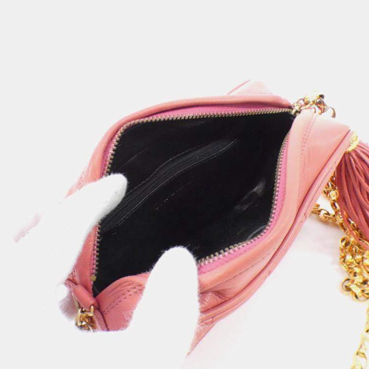 Pre Owned Chanel Pink Lambskin Leather Shoulder Bag