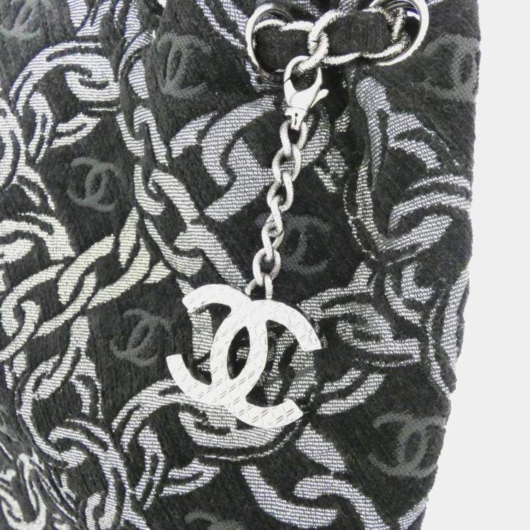 Pre Owned Chanel Black Canvas Shoulder Bag