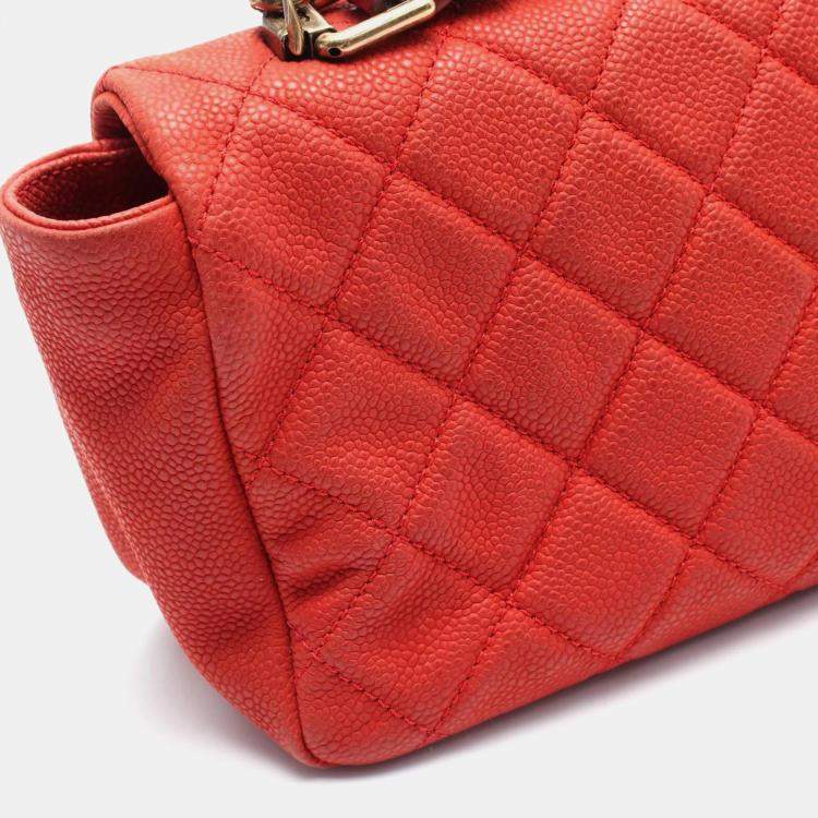 Pre Owned Chanel Red Caviar Chic Quilt Flap Shoulder Bag