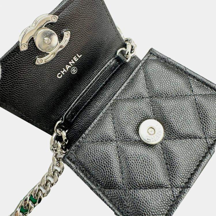 Pre Owned Chanel Black Caviar Chain Shoulder Bag