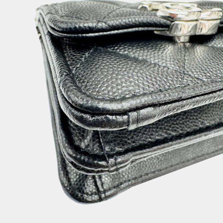 Pre Owned Chanel Black Caviar Chain Shoulder Bag