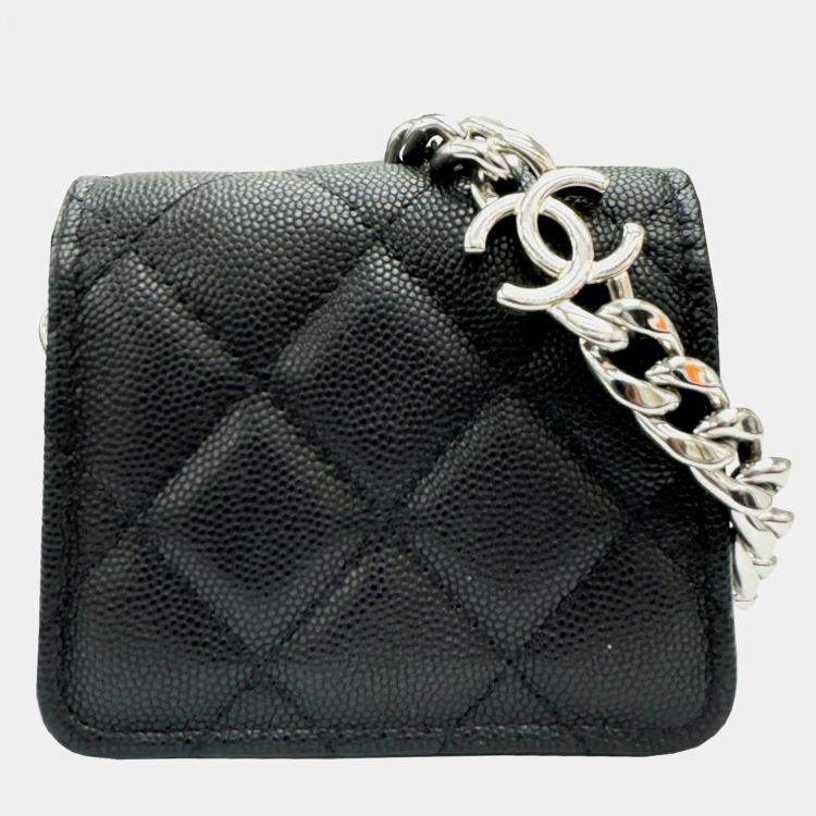 Pre Owned Chanel Black Caviar Chain Shoulder Bag