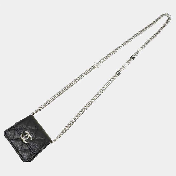 Pre Owned Chanel Black Caviar Chain Shoulder Bag