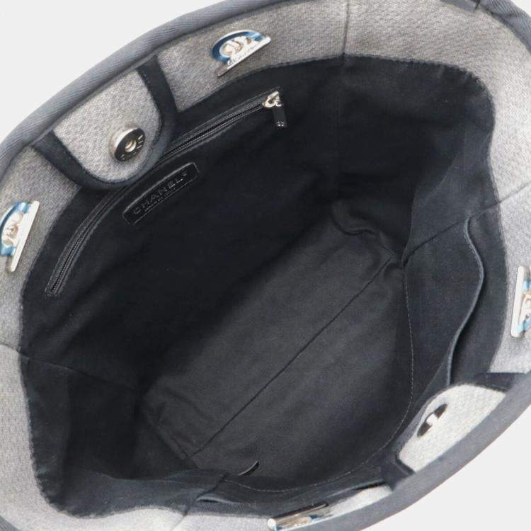 Pre Owned Chanel Black, Gray Canvas Deauville Tote Bag