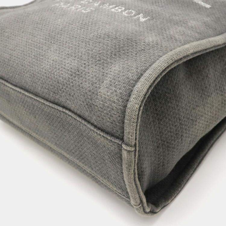 Pre Owned Chanel Black, Gray Canvas Deauville Tote Bag