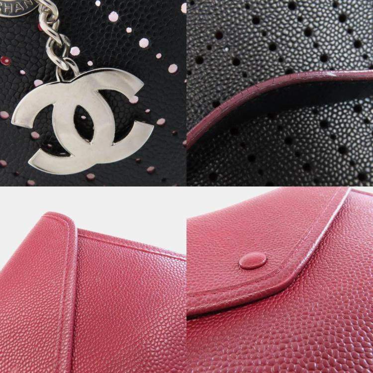 Pre Owned Chanel Black Leather Punching Tote Bag