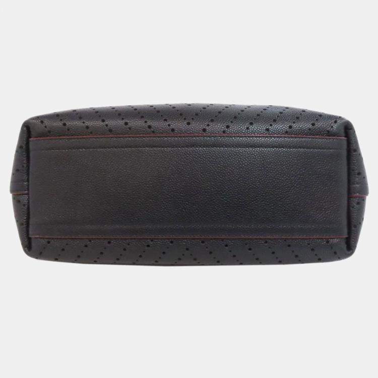 Pre Owned Chanel Black Leather Punching Tote Bag