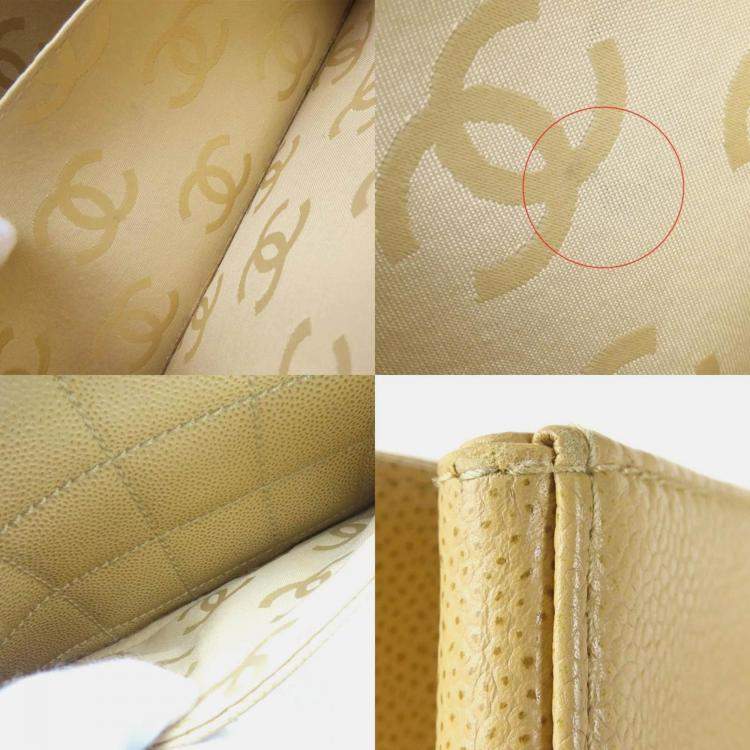 Pre Owned Chanel Beige Caviar Chocolate Bar Coco Mark  Shoulder Bag