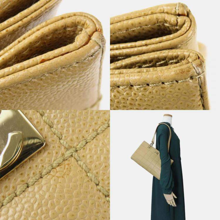 Pre Owned Chanel Beige Caviar Chocolate Bar Coco Mark  Shoulder Bag