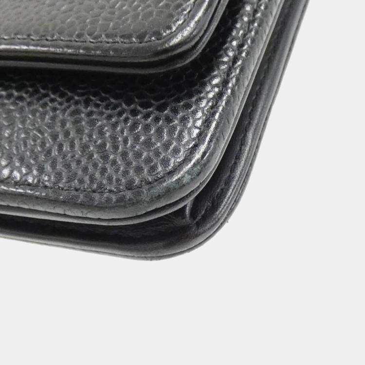 Pre Owned Chanel Black Leather Timeless CC Wallet On Chain 