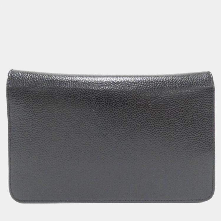 Pre Owned Chanel Black Leather Timeless CC Wallet On Chain 