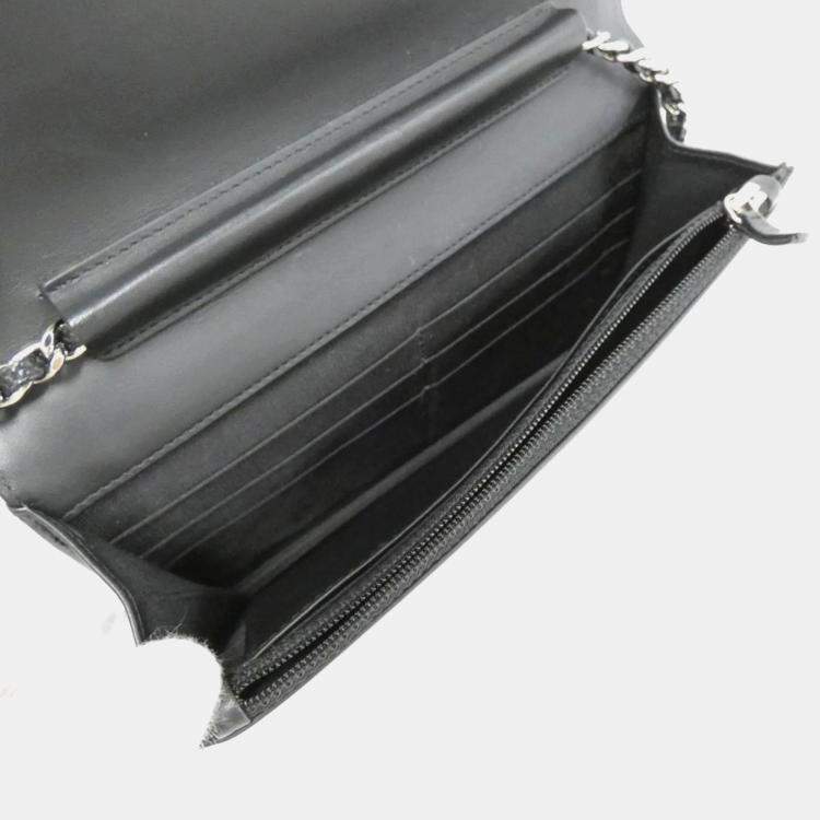 Pre Owned Chanel Black Leather Timeless CC Wallet On Chain 