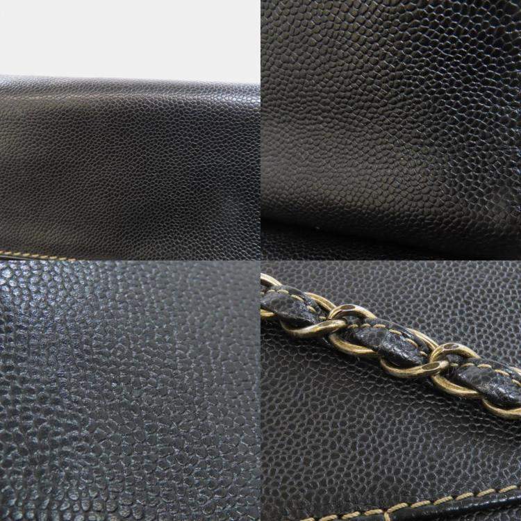 Pre Owned Chanel Black Caviar Leather Chain Tote Shoulder Bag