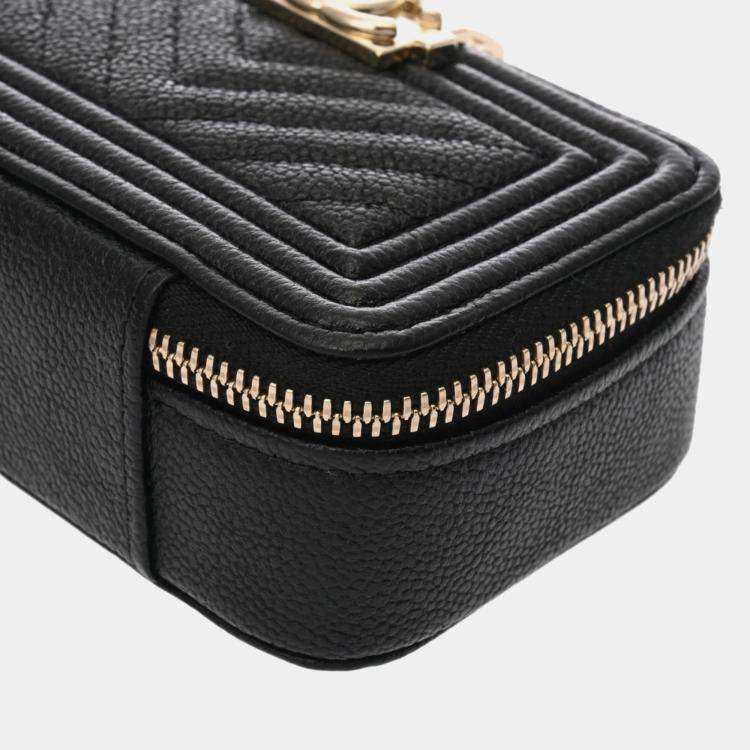 Pre Owned Chanel Black Caviar Leather Boy Mini Shoulder Bag