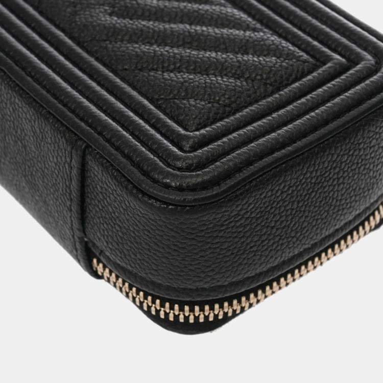 Pre Owned Chanel Black Caviar Leather Boy Mini Shoulder Bag
