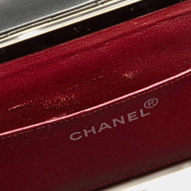 Pre Owned Chanel Black Quilted Lambskin Leather Box Bag
