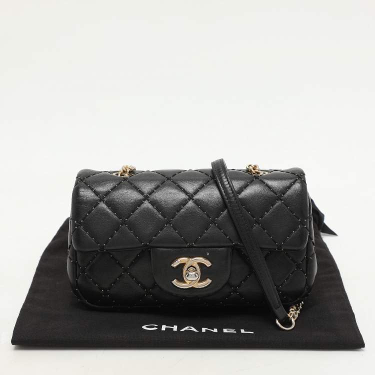 Pre Owned Chanel Black Quilted Patent Leather Extra Mini CC Paris-Salzburg Classic Flap Bag