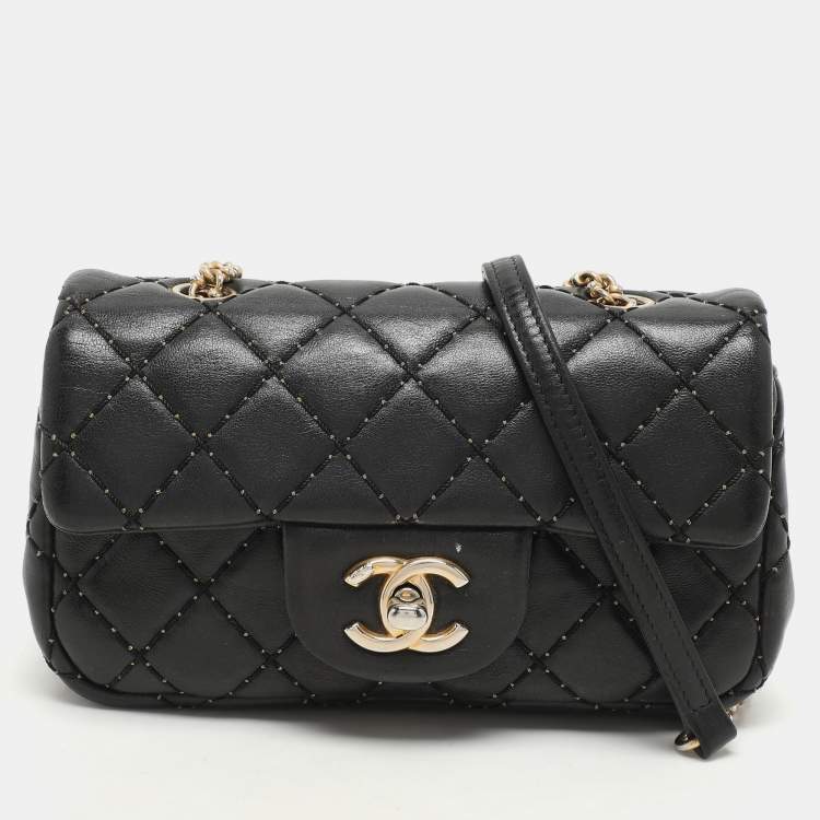 Pre Owned Chanel Black Quilted Patent Leather Extra Mini CC Paris-Salzburg Classic Flap Bag