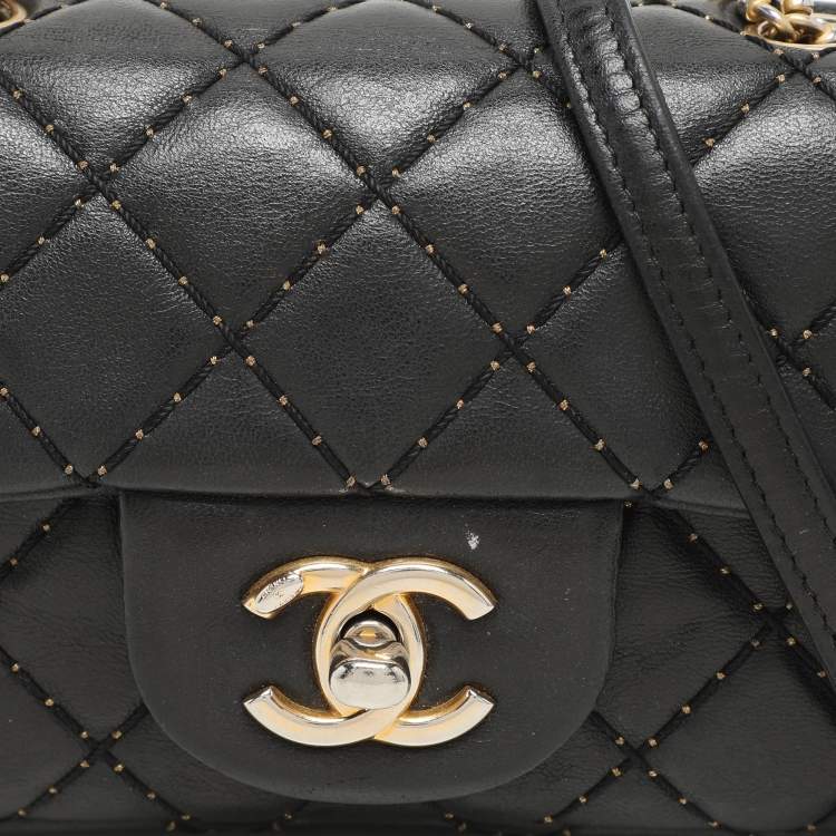Pre Owned Chanel Black Quilted Patent Leather Extra Mini CC Paris-Salzburg Classic Flap Bag