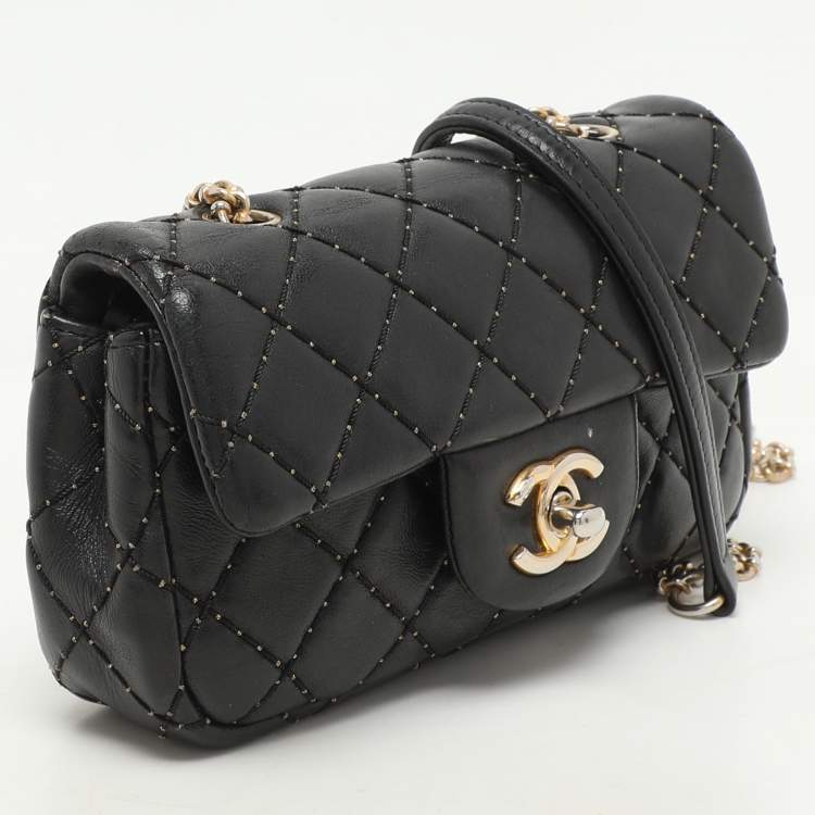 Pre Owned Chanel Black Quilted Patent Leather Extra Mini CC Paris-Salzburg Classic Flap Bag