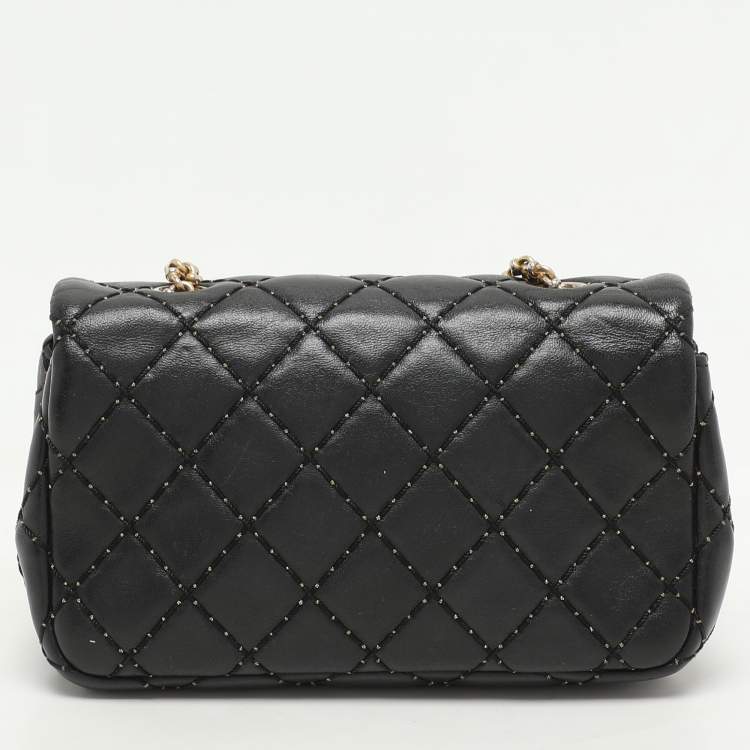Pre Owned Chanel Black Quilted Patent Leather Extra Mini CC Paris-Salzburg Classic Flap Bag