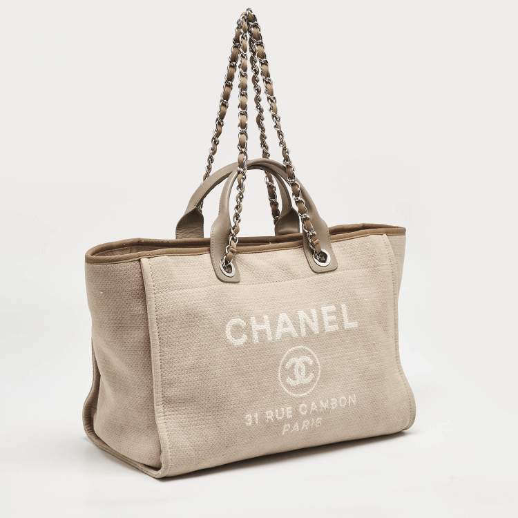 Pre Owned Chanel Beige Canvas Large Deauville Shopper Tote